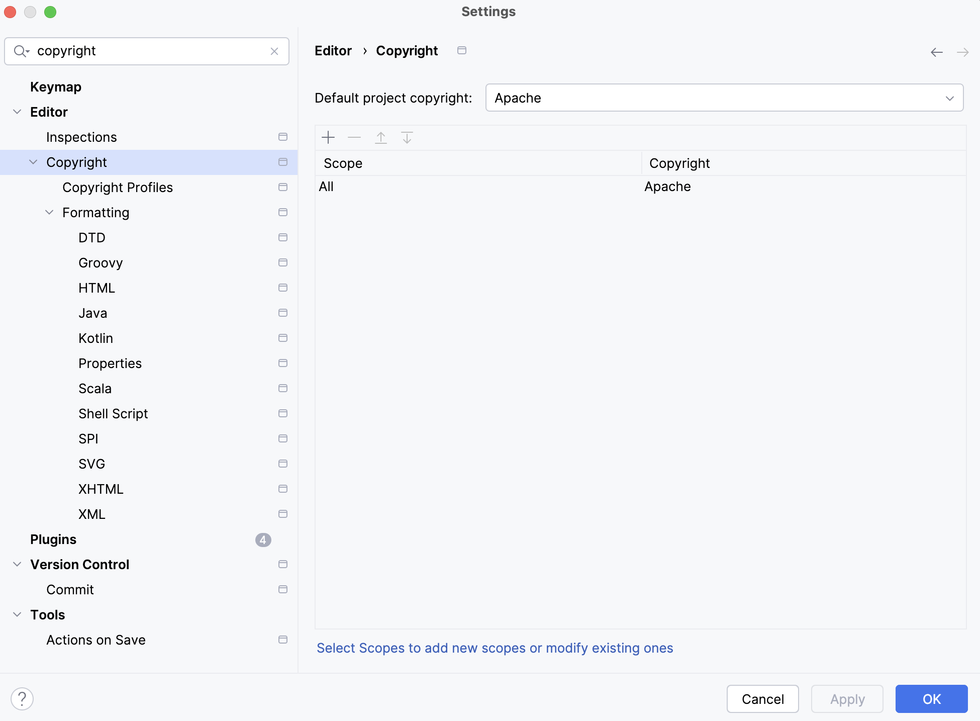 IDE setup copyright 2